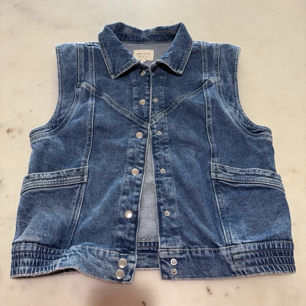 SÉZANE Tim Denim Jacket Vest Indigo Women’s S Silhouette French Chic Cotton